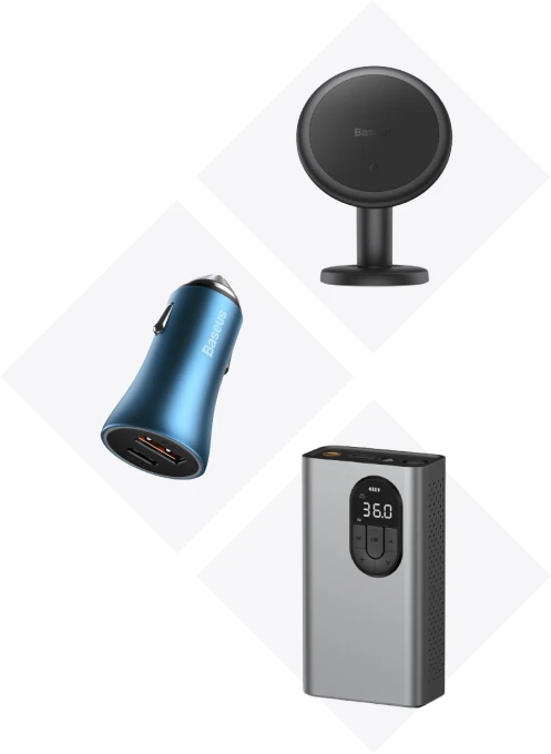 зарядно за кола, powerbank и магнитен държач за телефон за колата