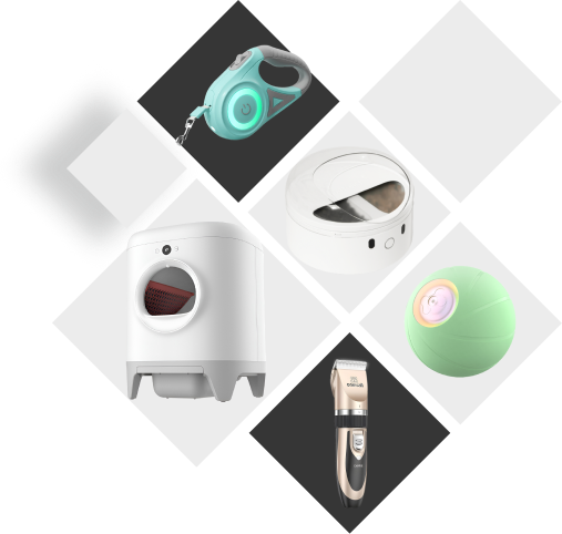 колаж от изображения на продукти от категорията за домашни любимци