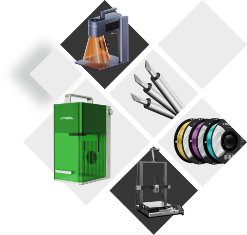 колаж от продуктови изображения от категорията за творчески технологии